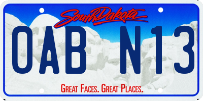 SD license plate 0ABN13