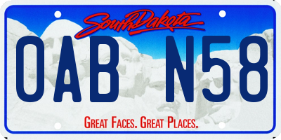 SD license plate 0ABN58