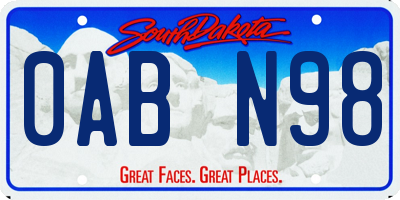 SD license plate 0ABN98