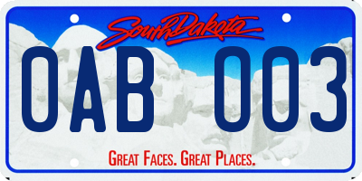 SD license plate 0ABO03