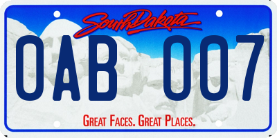 SD license plate 0ABO07