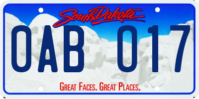 SD license plate 0ABO17