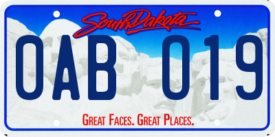 SD license plate 0ABO19