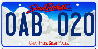 SD license plate 0ABO20