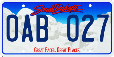 SD license plate 0ABO27