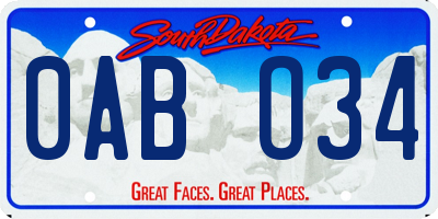 SD license plate 0ABO34