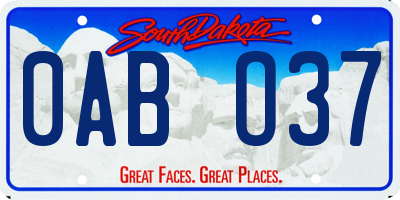 SD license plate 0ABO37