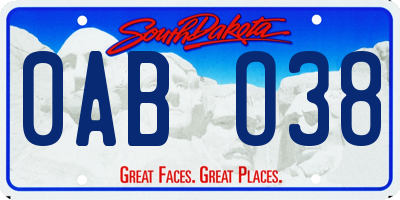SD license plate 0ABO38