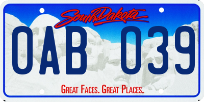 SD license plate 0ABO39