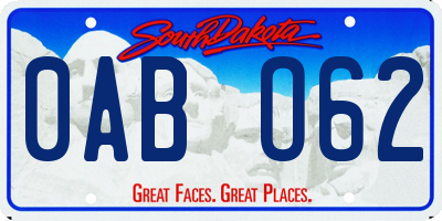 SD license plate 0ABO62