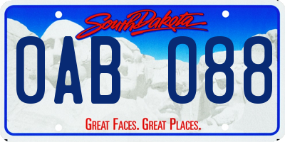 SD license plate 0ABO88