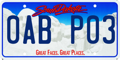 SD license plate 0ABP03