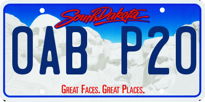 SD license plate 0ABP20