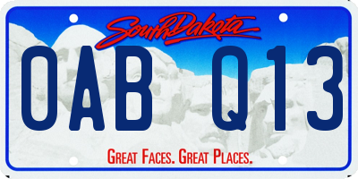 SD license plate 0ABQ13