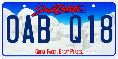 SD license plate 0ABQ18