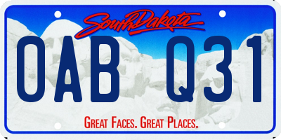 SD license plate 0ABQ31