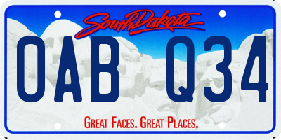 SD license plate 0ABQ34