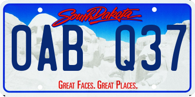 SD license plate 0ABQ37