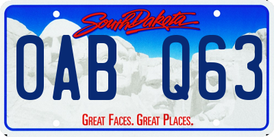SD license plate 0ABQ63