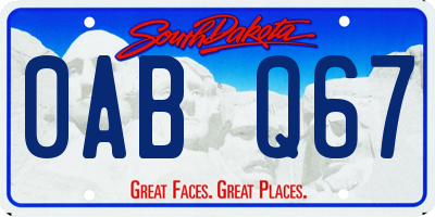 SD license plate 0ABQ67