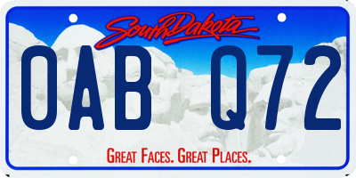 SD license plate 0ABQ72