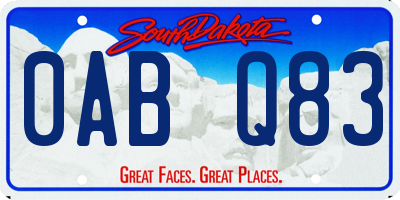 SD license plate 0ABQ83