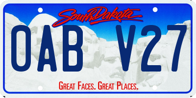 SD license plate 0ABV27