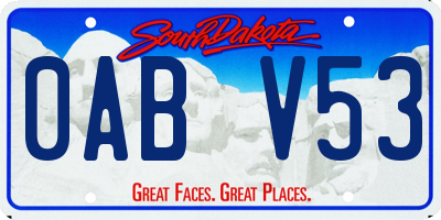 SD license plate 0ABV53