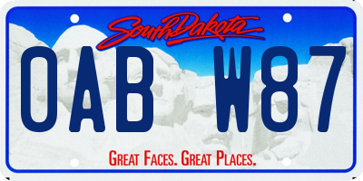 SD license plate 0ABW87