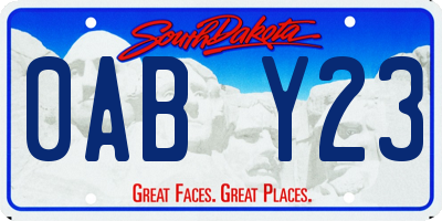 SD license plate 0ABY23