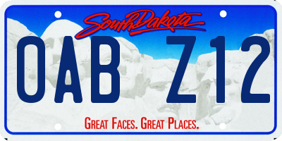 SD license plate 0ABZ12