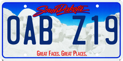 SD license plate 0ABZ19