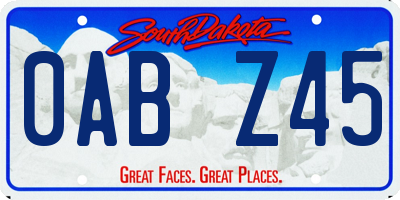 SD license plate 0ABZ45