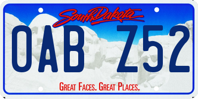 SD license plate 0ABZ52