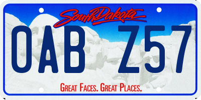 SD license plate 0ABZ57