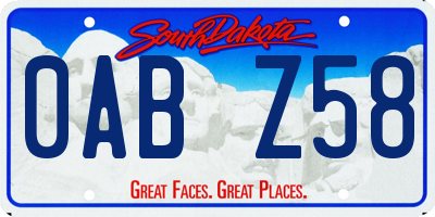 SD license plate 0ABZ58