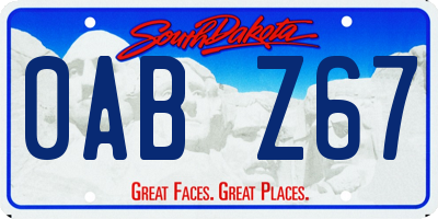 SD license plate 0ABZ67