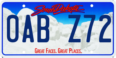 SD license plate 0ABZ72