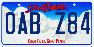 SD license plate 0ABZ84