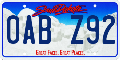 SD license plate 0ABZ92