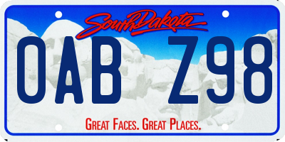 SD license plate 0ABZ98