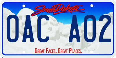 SD license plate 0ACA02