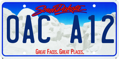 SD license plate 0ACA12