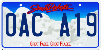 SD license plate 0ACA19