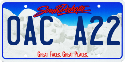 SD license plate 0ACA22