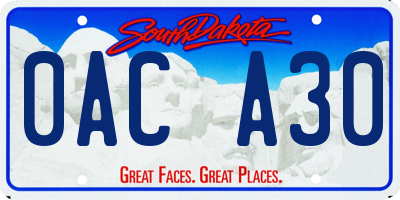 SD license plate 0ACA30