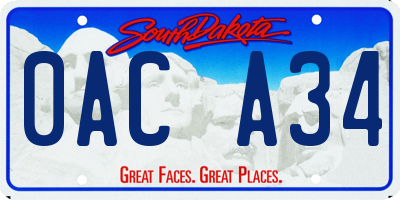 SD license plate 0ACA34