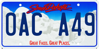 SD license plate 0ACA49