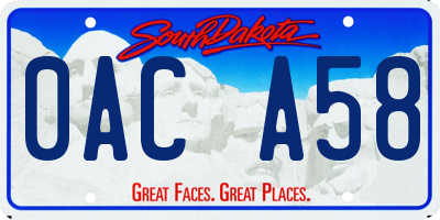 SD license plate 0ACA58