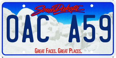 SD license plate 0ACA59